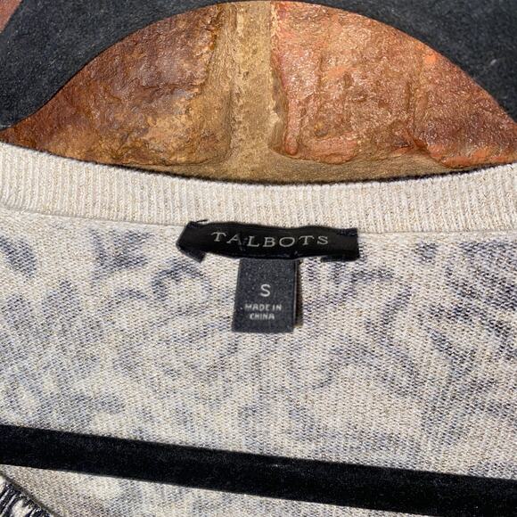 Talbots Black Cream Gold Metallic Button Down Cardigan Sweater Womens Size Small - Picture 4 of 7